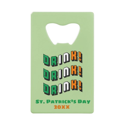 St. Patrick's Day Drink Irish Funny Cute Creditkaart Flessenopener (Voorkant)