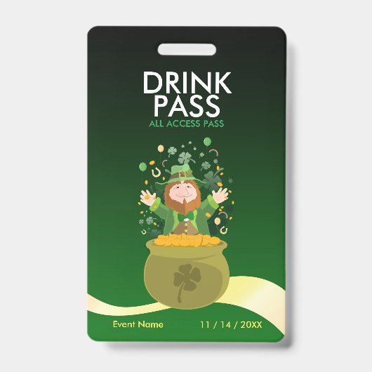St. Patrick's Day Drink Pass Badge (Voorkant)