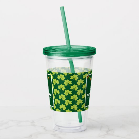 St. Patrick's Day Drink Team Clover Pattern Acryl Drinkbeker (Links)