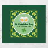 St. Patrick's Day Drink Team Clover Pattern Bier Etiket (Enkel label)