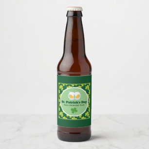St. Patrick's Day Drink Team Clover Pattern Bier Etiket
