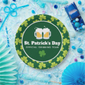 St. Patrick's Day Drink Team Clover Pattern Papieren Bordje (Feest)