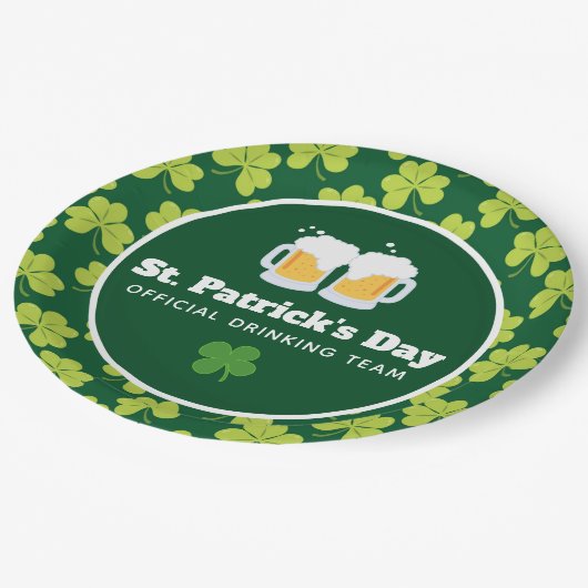 St. Patrick's Day Drink Team Clover Pattern Papieren Bordje (Gekanteld)