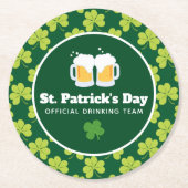St. Patrick's Day Drink Team Clover Pattern Ronde Kartonnen Onderzetter (Voorkant)