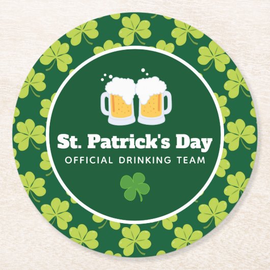St. Patrick's Day Drink Team Clover Pattern Ronde Kartonnen Onderzetter (Voorkant)