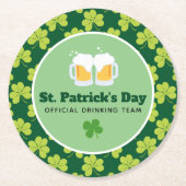 St. Patrick's Day Drink Team Clover Pattern Ronde Kartonnen Onderzetter (Voorkant)