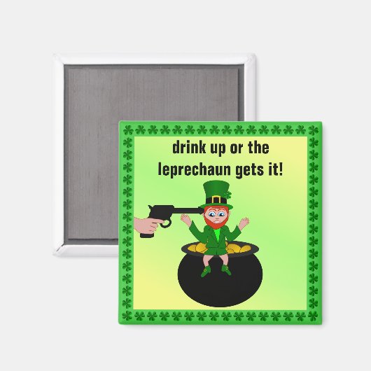 St Patrick's Day Drink Up Square Magnet (Voorkant / Achterkant)