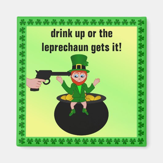 St Patrick's Day Drink Up Square Magnet (Voorkant)