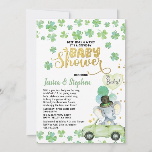 St. Patrick's Day Drive bij Baby shower Parade Kaart (Voorkant)