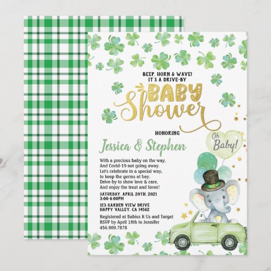 St. Patrick's Day Drive bij Baby shower Parade Kaart (Voorkant / Achterkant)