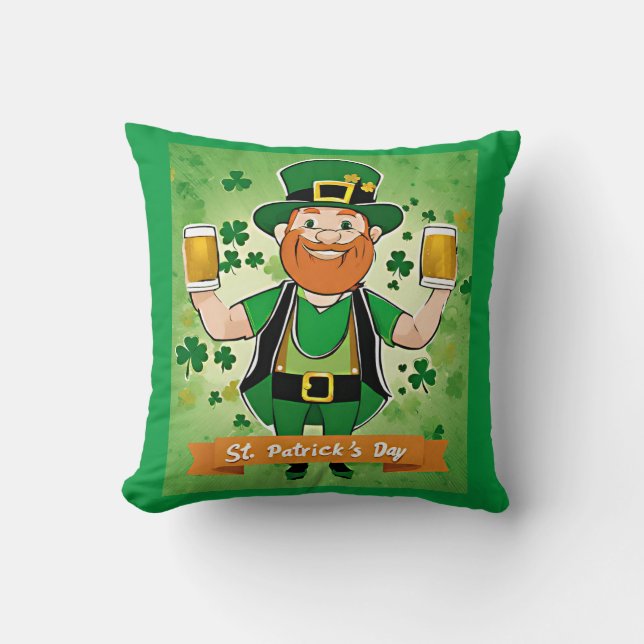 St. Patricks Day Dubbel gepakte bieren kabouter Kussen (Voorkant)