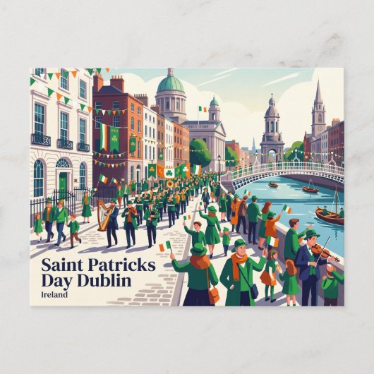 St. Patrick's Day Dublin Ierland Briefkaart (Voorkant)