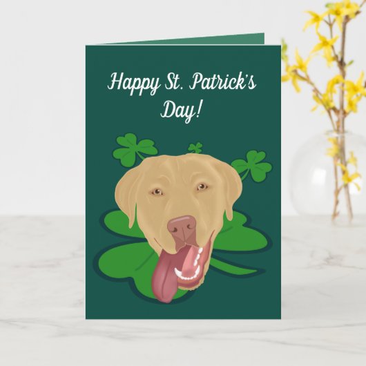 St. Patrick's Day Dudley Labrador Kaart (Gele Bloem)