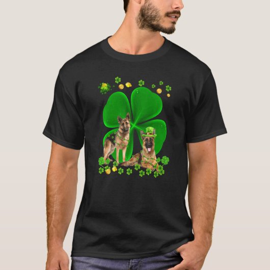 St. Patrick's Day Duitse Herder Klaver Huisdier Ho T-shirt (Voorkant)
