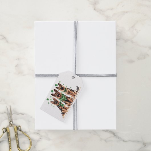 St. Patrick's Day Duitse herdershonden Cadeaulabel (Met Touw)