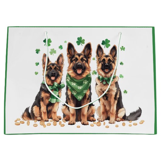 St. Patrick's Day Duitse herdershonden Groot Cadeauzakje (Voorkant)