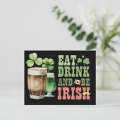 St. Patrick's Day Eat Drink and Be Irish Feestdagenkaart (Staand voorkant)