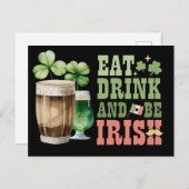 St. Patrick's Day Eat Drink and Be Irish Feestdagenkaart (Voorkant / Achterkant)
