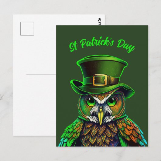 St. Patrick's Day: een uil in een pet Briefkaart (Voorkant / Achterkant)