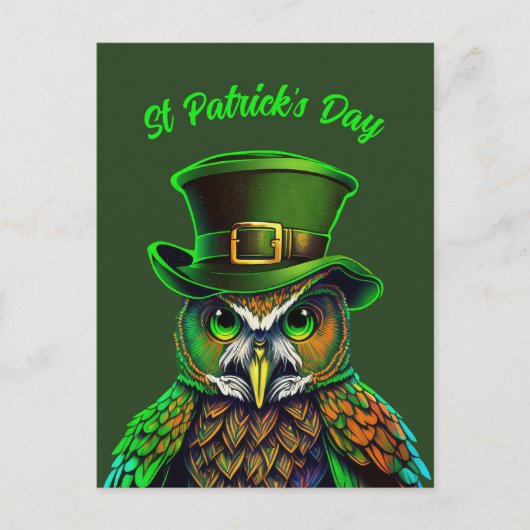 St. Patrick's Day: een uil in een pet Briefkaart (Voorkant)