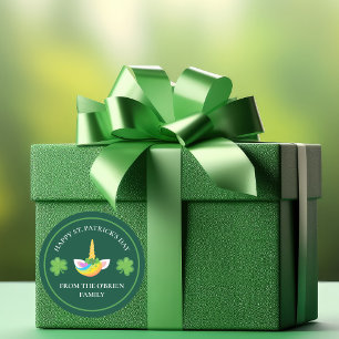 St. Patricks Day Eenhoorn  Groen Feest Ronde Sticker