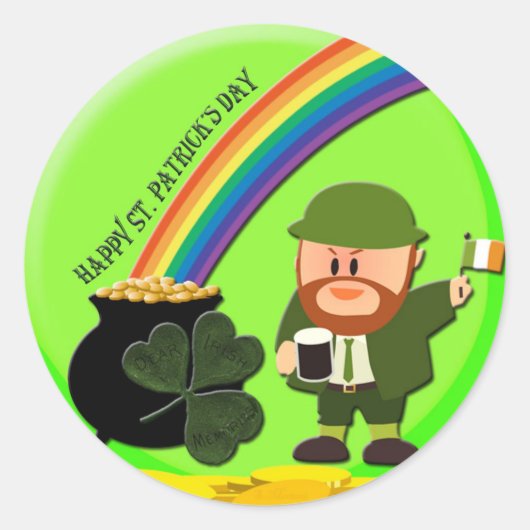 St. Patrick's Day Einde van de regenboog Ronde Sticker (Voorkant)