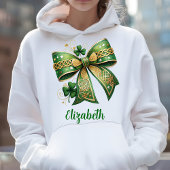 St. Patrick's Day Elegant Green Bow Hoodie
