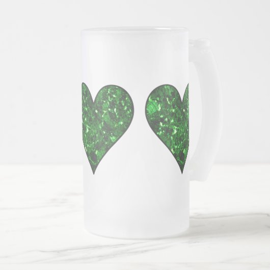 St. Patrick's Day Emerald Heart Matglas Bierpul (Voorkant rechts)