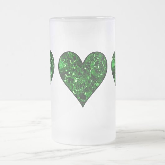 St. Patrick's Day Emerald Heart Matglas Bierpul (Center)