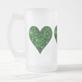 St. Patrick's Day Emerald Heart Matglas Bierpul