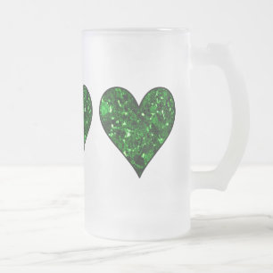 St. Patrick's Day Emerald Heart Matglas Bierpul