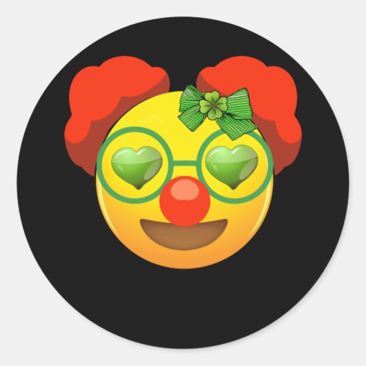 St Patricks Day Emoji Face Heart Eyes Shamrock Ronde Sticker (Voorkant)