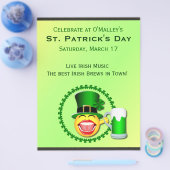 St Patrick's Day Emoji Green Beer Irish Pub Flyer (Enkel)