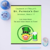 St. Patrick's Day Emoji Groene Bier Ierse Pub Flyer (Enkel)