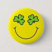 St Patrick's Day Emoji Shamrock Eyes Face Ronde Button 5,7 Cm (Voorkant)