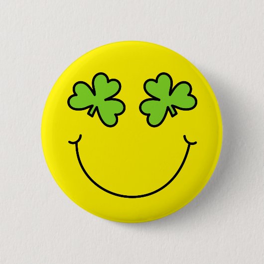 St Patrick's Day Emoji Shamrock Eyes Face Ronde Button 5,7 Cm (Voorkant)