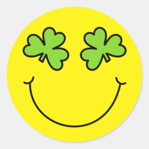St Patrick's Day Emoji Shamrock Eyes Face Ronde Sticker