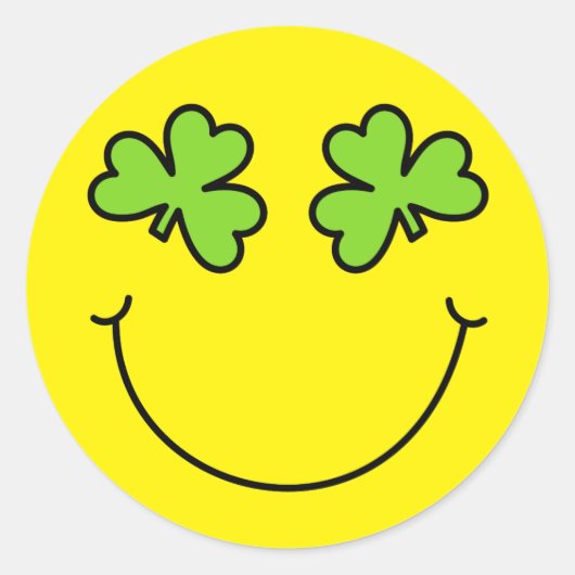 St Patrick's Day Emoji Shamrock Ogen Gezicht Ronde Sticker (Voorkant)