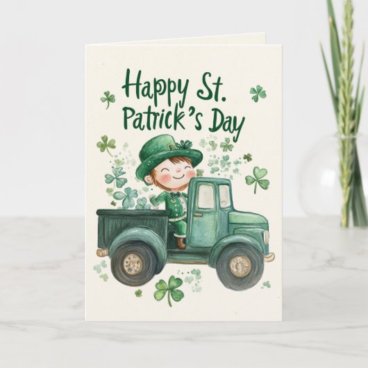 St. Patrick's Day en de vrolijke kleine Leprechaun Kaart (Voorkant)