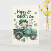St. Patrick's Day en de vrolijke kleine Leprechaun Kaart (Gele Bloem)