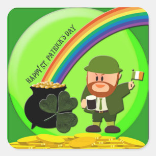 St. Patrick's Day End of Rainbow Vierkante Sticker