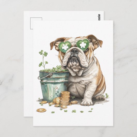 St. Patrick's Day Engelse buldog Briefkaart (Voorkant / Achterkant)