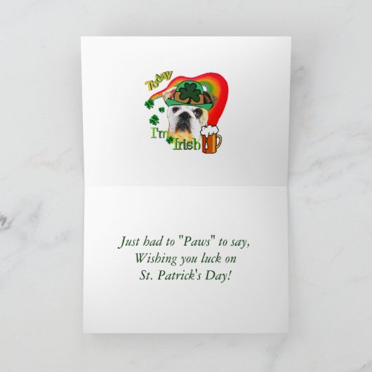 St. Patrick's Day Engelse buldog Kaart (Binnen)