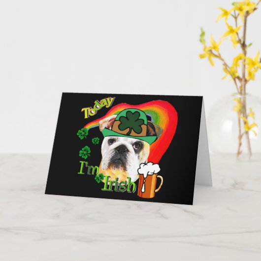 St. Patrick's Day Engelse buldog Kaart (Gele Bloem)