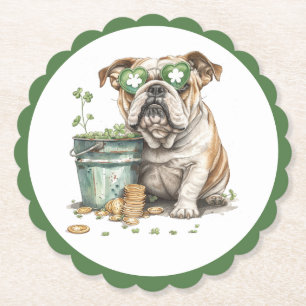St. Patrick's Day Engelse buldog Kartonnen Onderzetters