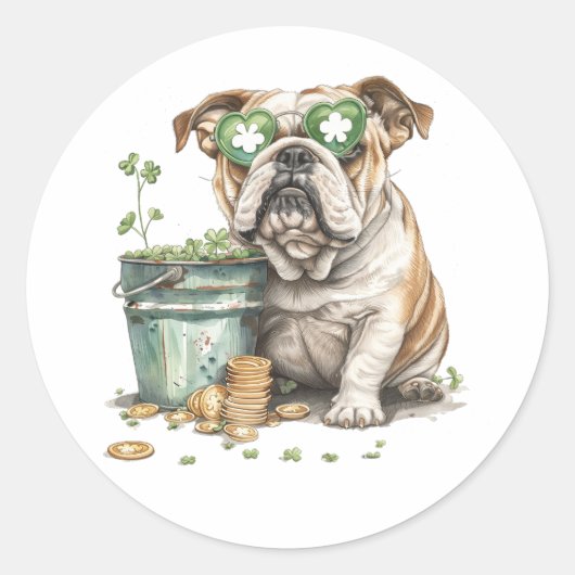 St. Patrick's Day Engelse buldog Ronde Sticker (Voorkant)