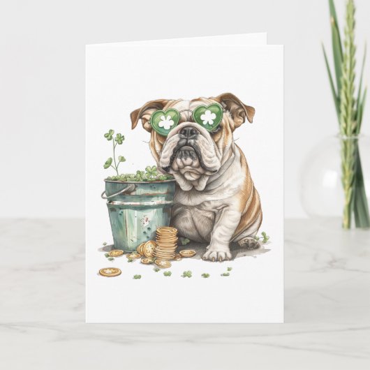 St. Patrick's Day Engelse Bulldog Feestdagen Kaart (Voorkant)