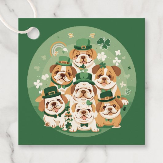 St. Patrick's Day Engelse Bulldogs Bedankjes Labels (Voorkant)