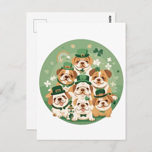 St. Patrick's Day Engelse Bulldogs Briefkaart (Voorkant / Achterkant)