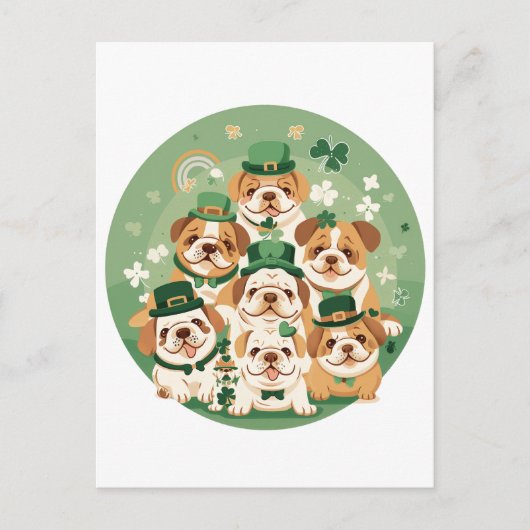 St. Patrick's Day Engelse Bulldogs Briefkaart (Voorkant)